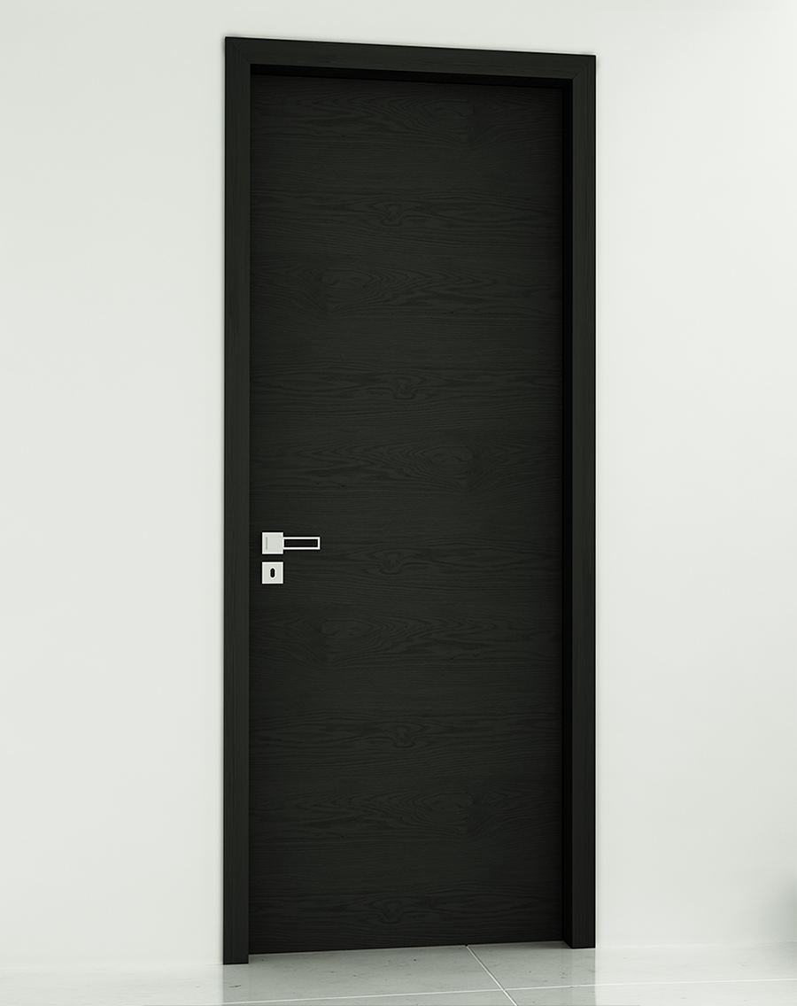 Interiérové dvere SPACE - záber na antracitové dvere so striebornou kľučkou
