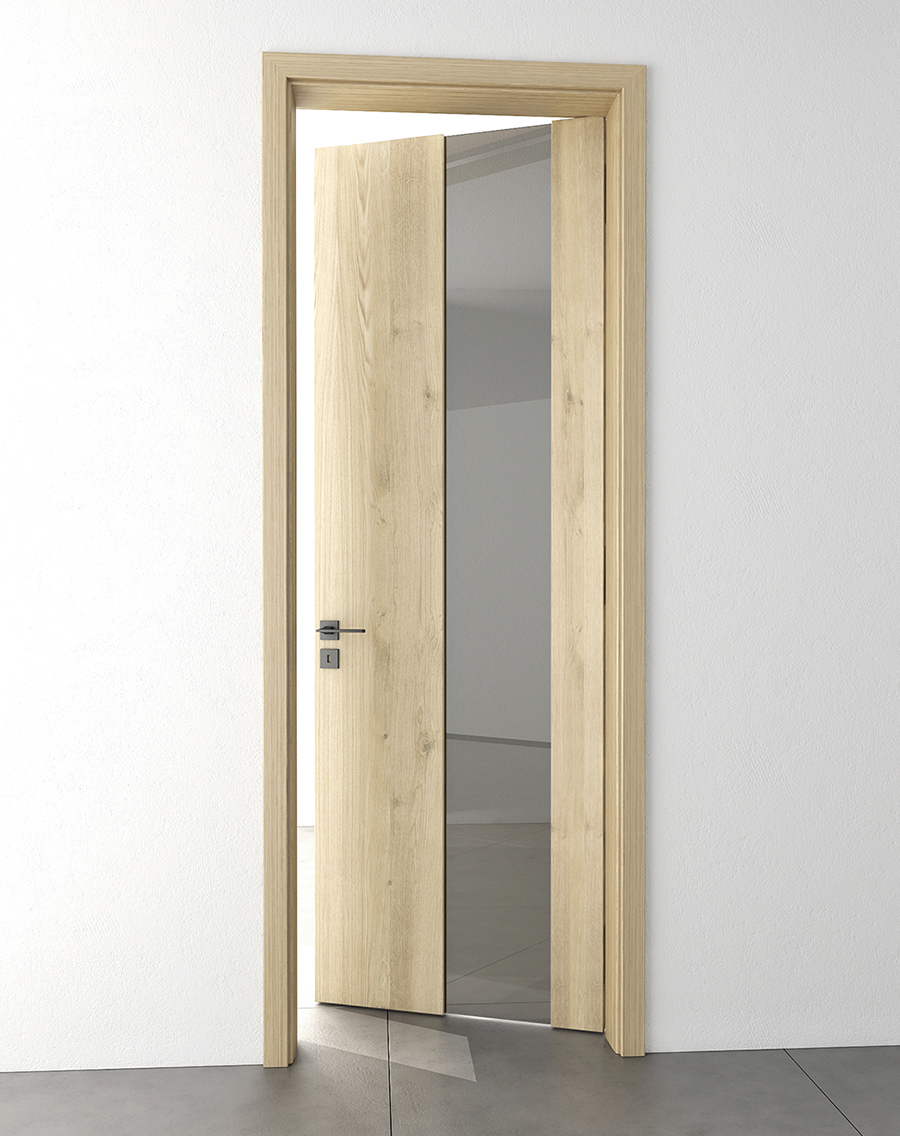 Interiérové dvere SPIRIT - v svetlej drevenej farbe so skleným pásom po celej dĺžke