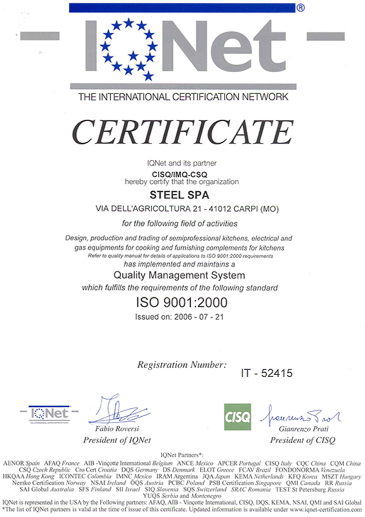 certifikát spotrebičov značky steel