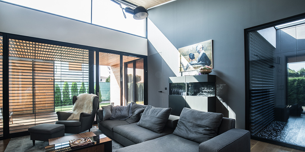 moderná šedá obývačka
