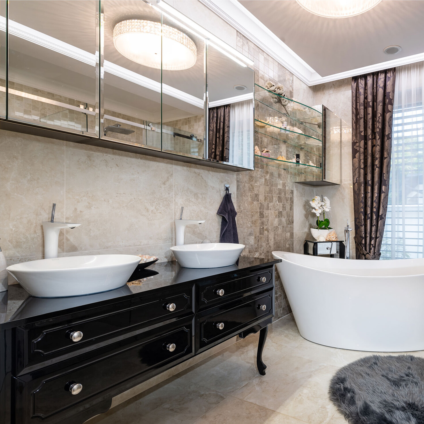 rustikálny nábytok na mieru glamour štýl v kúpeľni