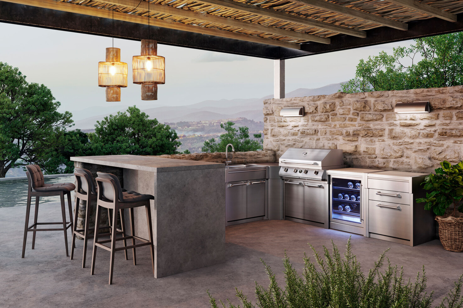 nerezová záhradná kuchyna s grilom značky steel