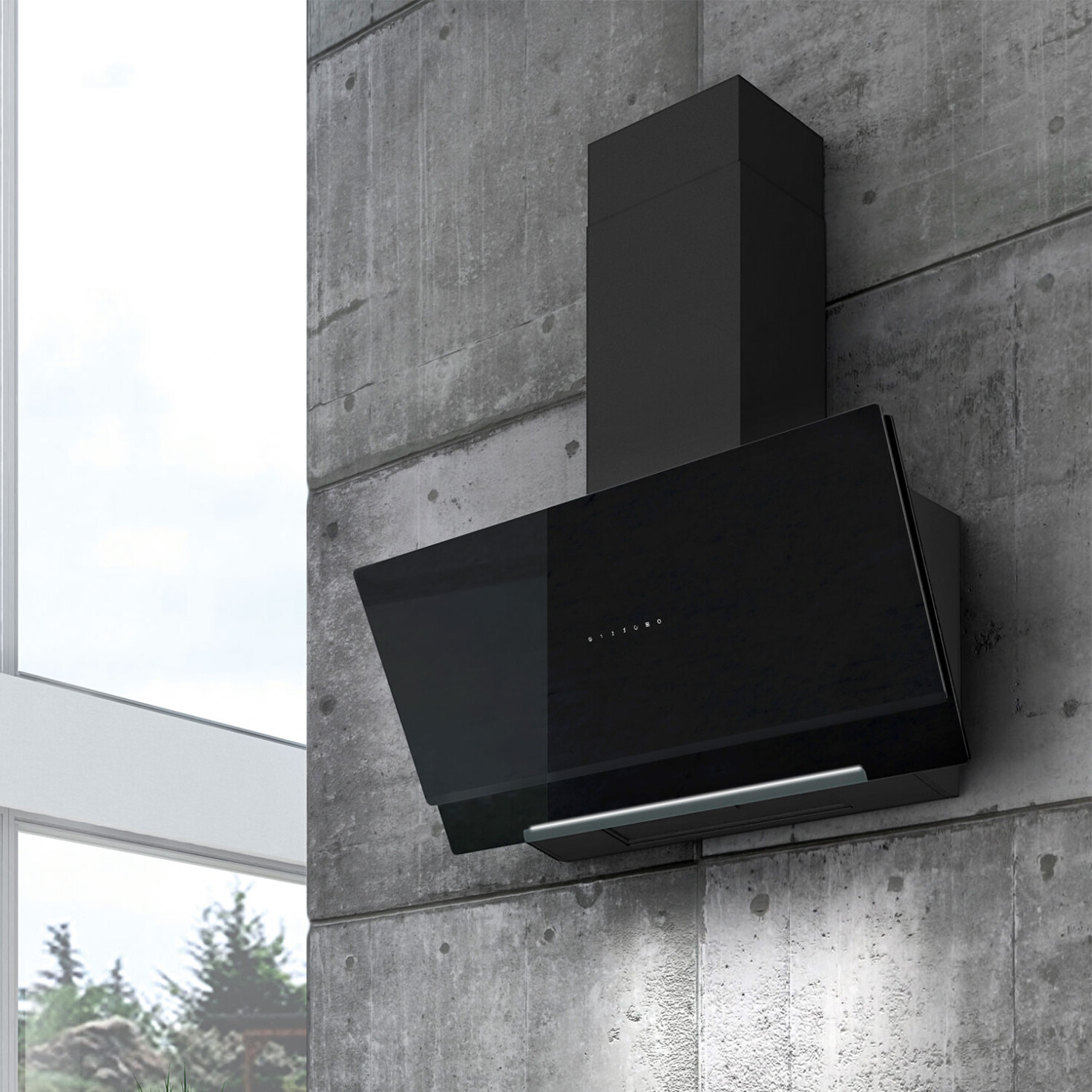 čierny digestor na stenu