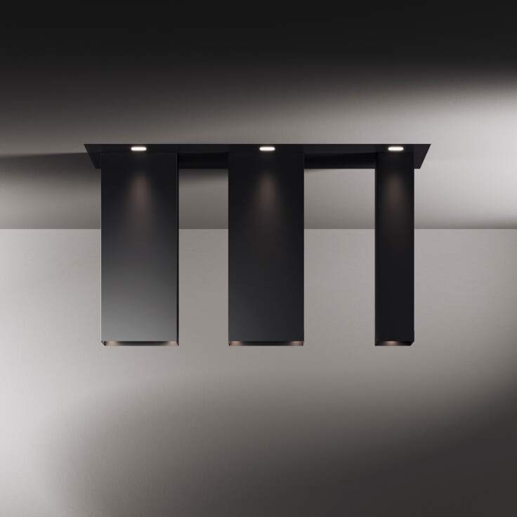 komínový ostrovný odsávač pár model grus čiernej farby