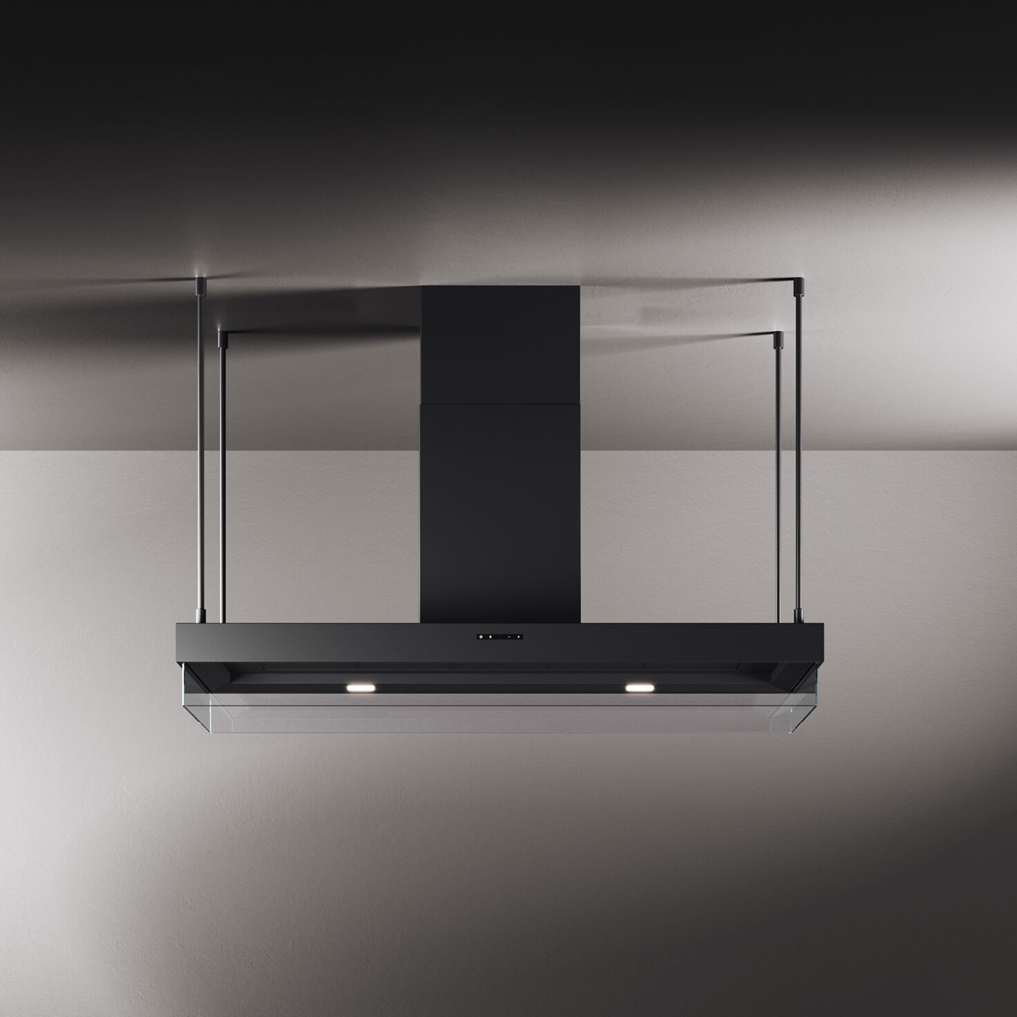 čierny digestor nad ostrov_model pavo