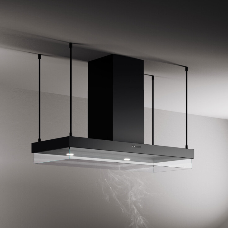 čierny ostrovný digestor pavo