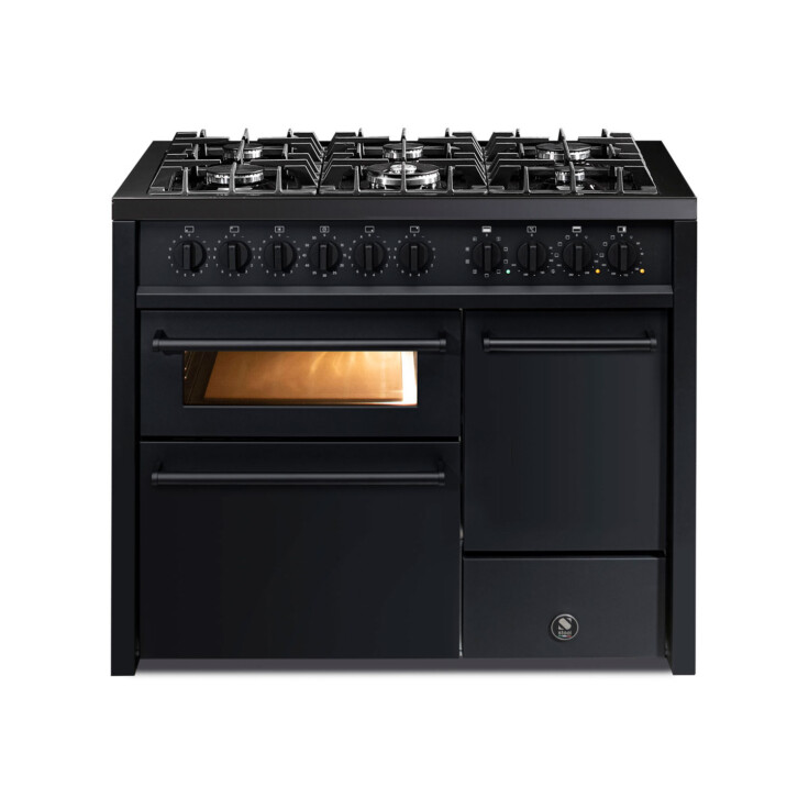 čierny sporák sporák s plynovou varnou plochou v šírke 100 cm