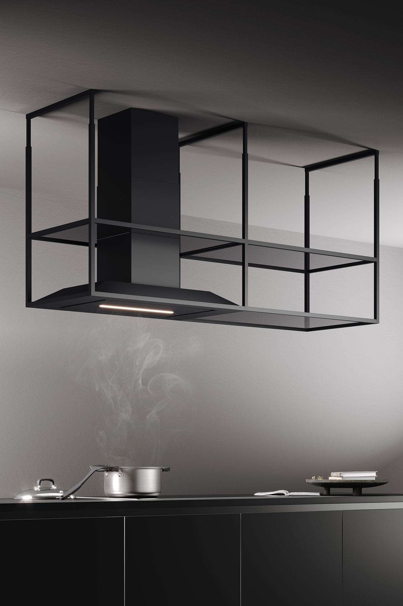 čierny priestorový digestor model Perseus