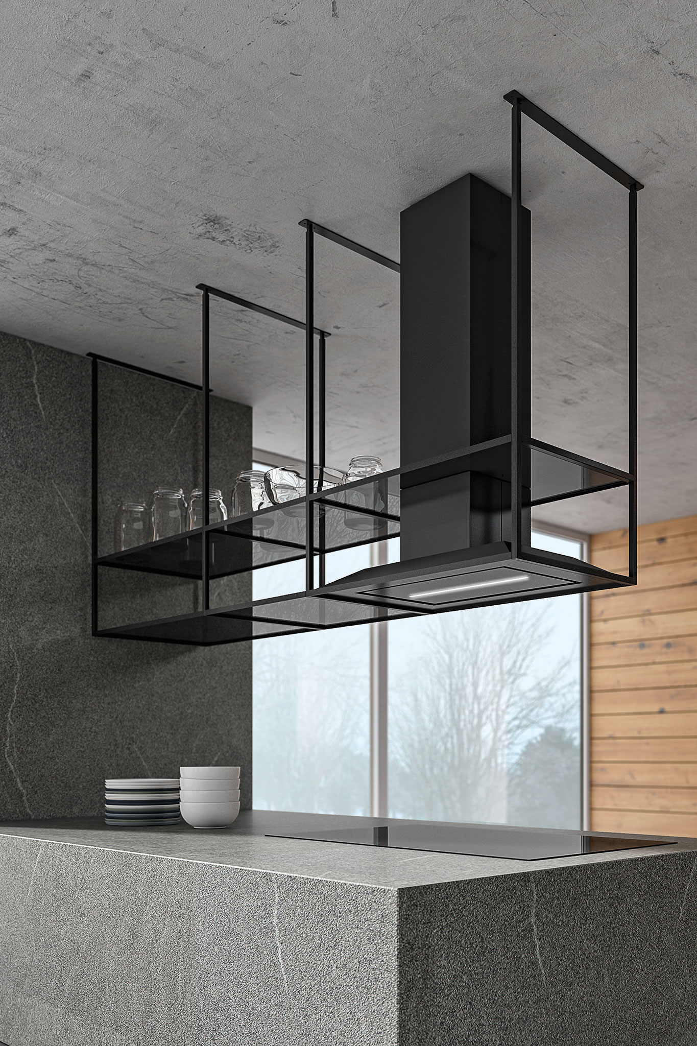 čierny priestorový digestor model Perseus