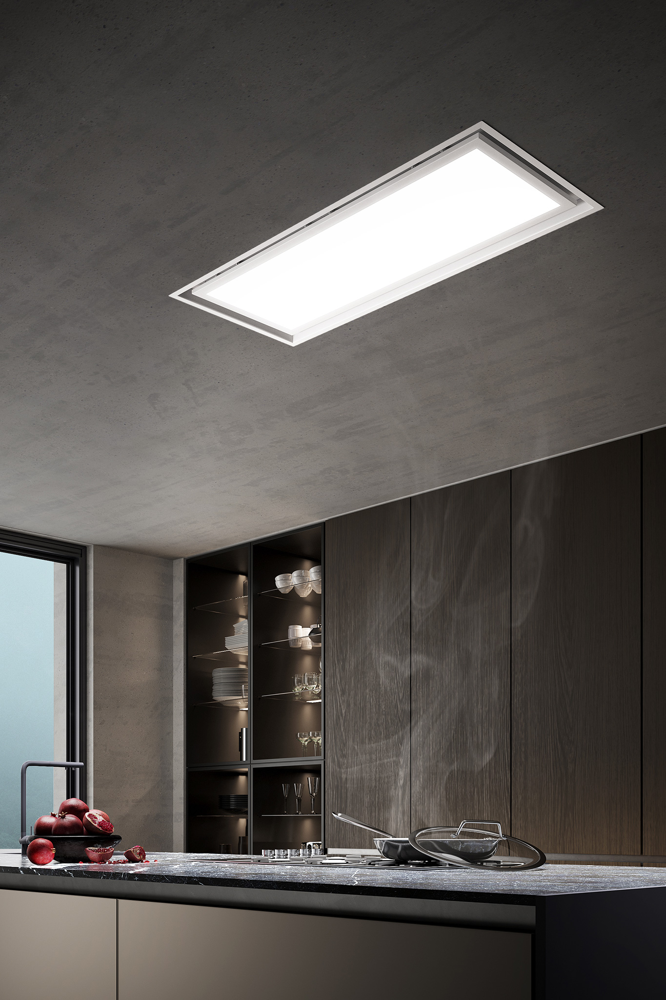 stropný odsávač pár model Orion v bielom prevedení