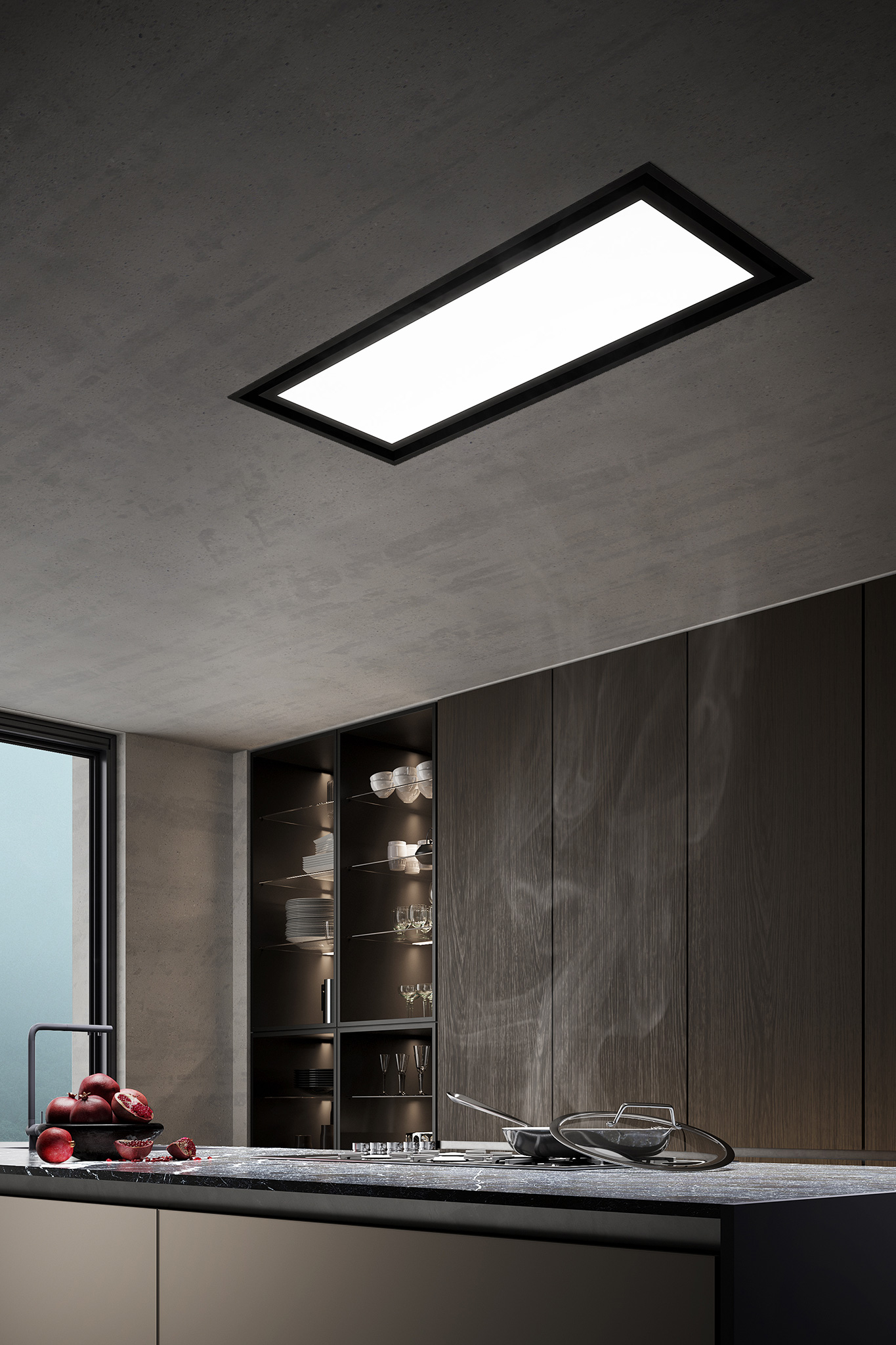 stropný odsávač pár model Orion v čiernom prevedení