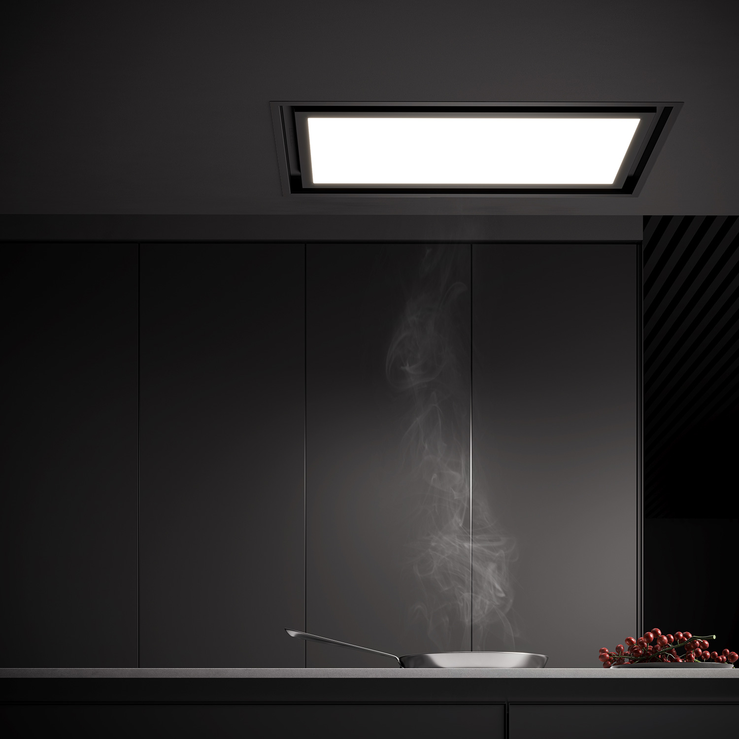 stropný odsávač pár model Orion v čiernom prevedení